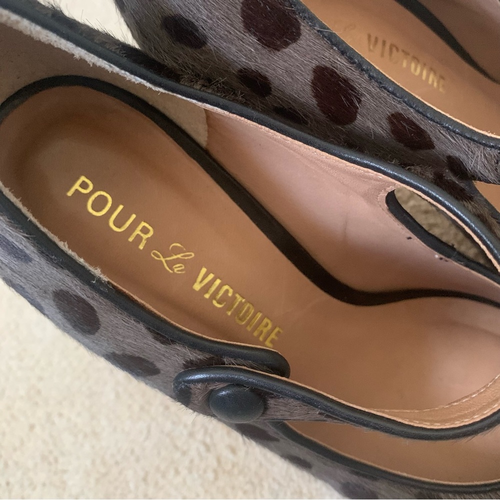 Pour La Victoire Women Size:6 1/2 Brown Pointed Toe Polka Dot Stiletto Heels - Picture 5 of 12
